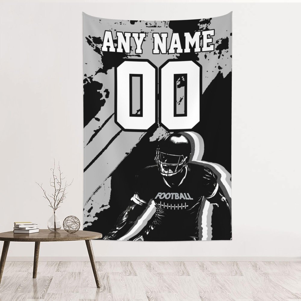 Custom Tapestry Personalize Any Name Number Football Wall Hanging Tapestry Customized Home Decorations Gifts for Sports Fans (Style 20)