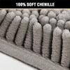 Chenille Bath Mat, 2 Piece Non Slip Bathroom Mat for Bathroom, Absorbent Washable Toilet Mat, Soft Plush Bathroom Rug, Shower Mat Shaggy Rug for Bathroom (20x32in+20x20in,Gray Brown) view 3