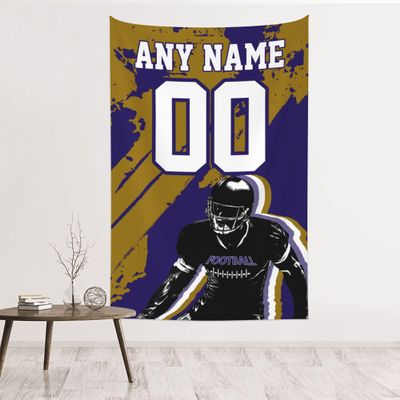 Custom Tapestry Personalize Any Name Number Football Wall Hanging Tapestry Customized Home Decorations Gifts for Sports Fans (Style 30)