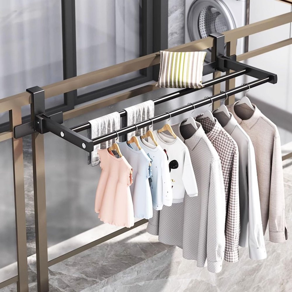 GQJNHUI Extendable Balcony Drying Rack, Radiator Clothes Dryer, 40-70CM, 60-100CM, Laundry Drying Rail for Hanging Clothes Towel Underwear Shoes Socks (Size : 40-70CM)