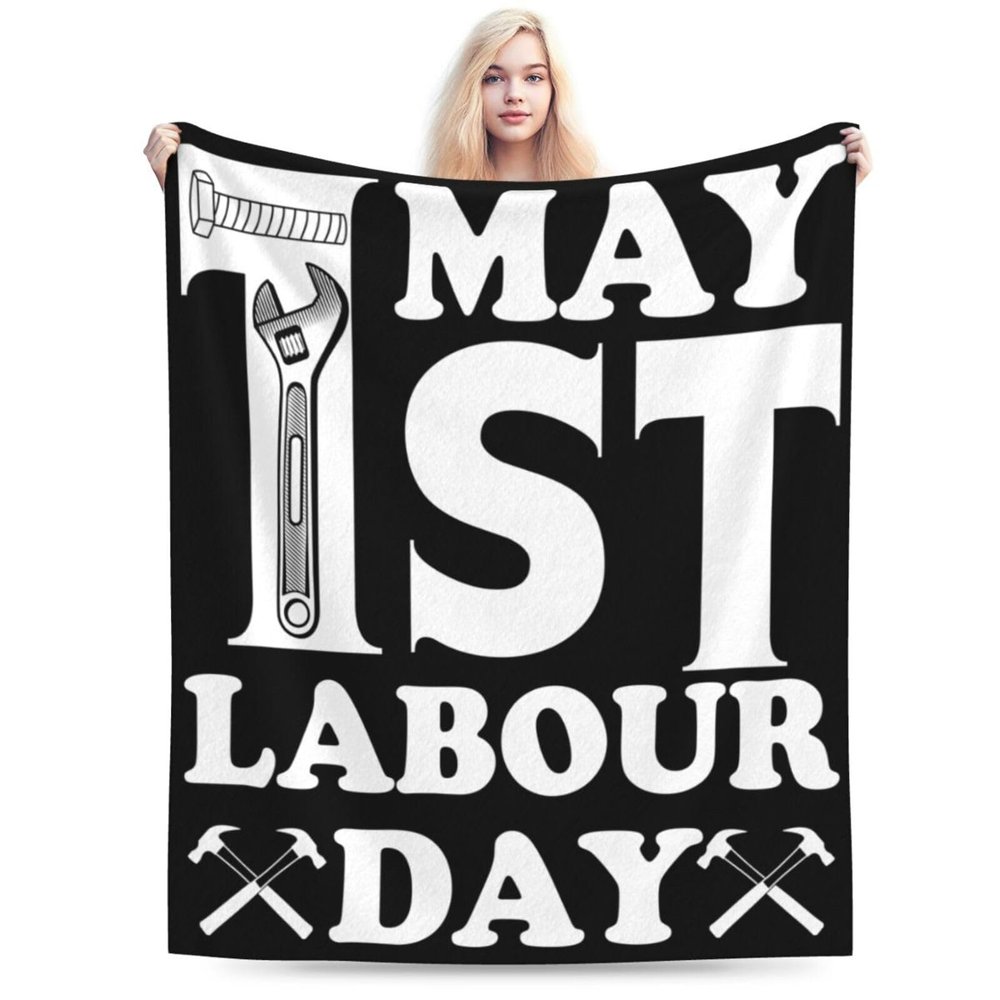 1st May Labour Day Throw Blanket for Couch Bed Sofa Blankets Super Soft Warm Cozy 60"x50" Flannel Throw Blanket