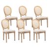 HMFULE French Country Dining Chairs Set of 6, Rattan Dining Chair with Linen Fabric and Carved Solid Wood Frame Farmhouse Dining Room Chairs for Living Room, Kitchen, Restaurant Rattan Beige view 1