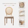 HMFULE French Country Dining Chairs Set of 6, Rattan Dining Chair with Linen Fabric and Carved Solid Wood Frame Farmhouse Dining Room Chairs for Living Room, Kitchen, Restaurant Rattan Beige view 4