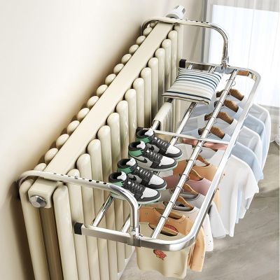 GQJNHUI Stainless Steels Clothes Drying Rack, 60cm/70cm/80cm Hanging Radiator and Balcony Drying Rack,Folding Clothes Airer, Adjustable Arms, Suitable Indoor and Outdoor Use (Size : 70CM)