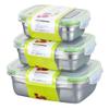 3 Pcs Airtight Bento Boxes, Stainless Steel Food Storage Containers with Lids, Leakproof Bento Lunch Box Containers, Stackable Snack Food Prep Containers for Kitchen Travel Picnic and Camping(#1) view 1