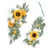 2Pcs Artificial Wedding Arch Flowers Kit, Artificial Wedding Arch Flowers for Wedding Sign, Floral Swag Dusty Wedding Decor for Ceremony and Reception Backdrop Decoration(Yellow) view 1