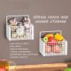 BEIJIALY Hanging Kitchen Baskets, Wall Mounted Storage Basket No Drilling Adhesive Metal Wire Hanging Basket Adhesive Basket for Kitchen Food Pantry Bathroom Organization(White) view 3