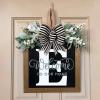 11.8inch Letter Welcome Sign for Front Door,26 Letter Farmhouse Wreath with Eucalyptus Garland and Bow,Front Door Wreath for Front Door Outside Hanger (E) view 2