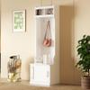 LUMISOL Slim Entryway Hall Tree with 6 Hanging Hooks, Hallway Coat Rack with Top Shelf and Cabinet, Entryway Bench with Storage Shelf, White view 1