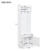 LUMISOL Slim Entryway Hall Tree with 6 Hanging Hooks, Hallway Coat Rack with Top Shelf and Cabinet, Entryway Bench with Storage Shelf, White view 3