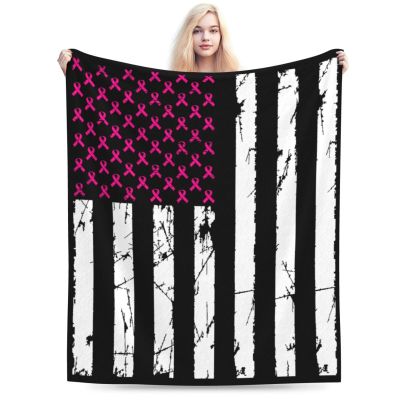 Breast Cancer Awareness Throw Blanket for Couch Bed Sofa Blankets Super Soft Warm Cozy 60"x50" Flannel Throw Blanket