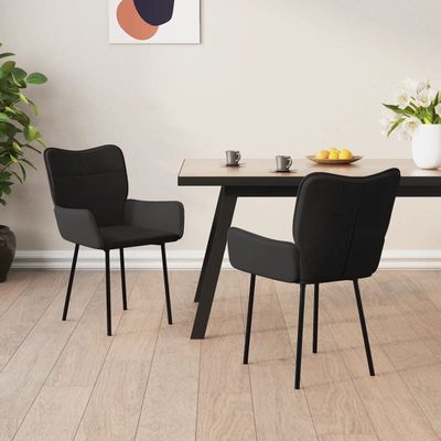 ROMHZKS Dining Chairs 2 pcs Black Velvet, Kitchen Chairs, Dinner Chairs, Seating for Dining, Comfortable and Stylish Seating for Home and Office
