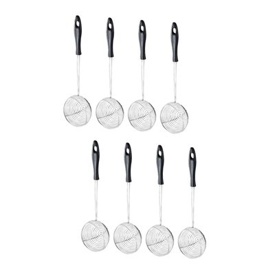 Cabilock 8pcs Stainless Steel Hot Pot Colander Sieve Gadget for Draining Noodles Vegetables and Hot Oil Easy to Clean Black Finish