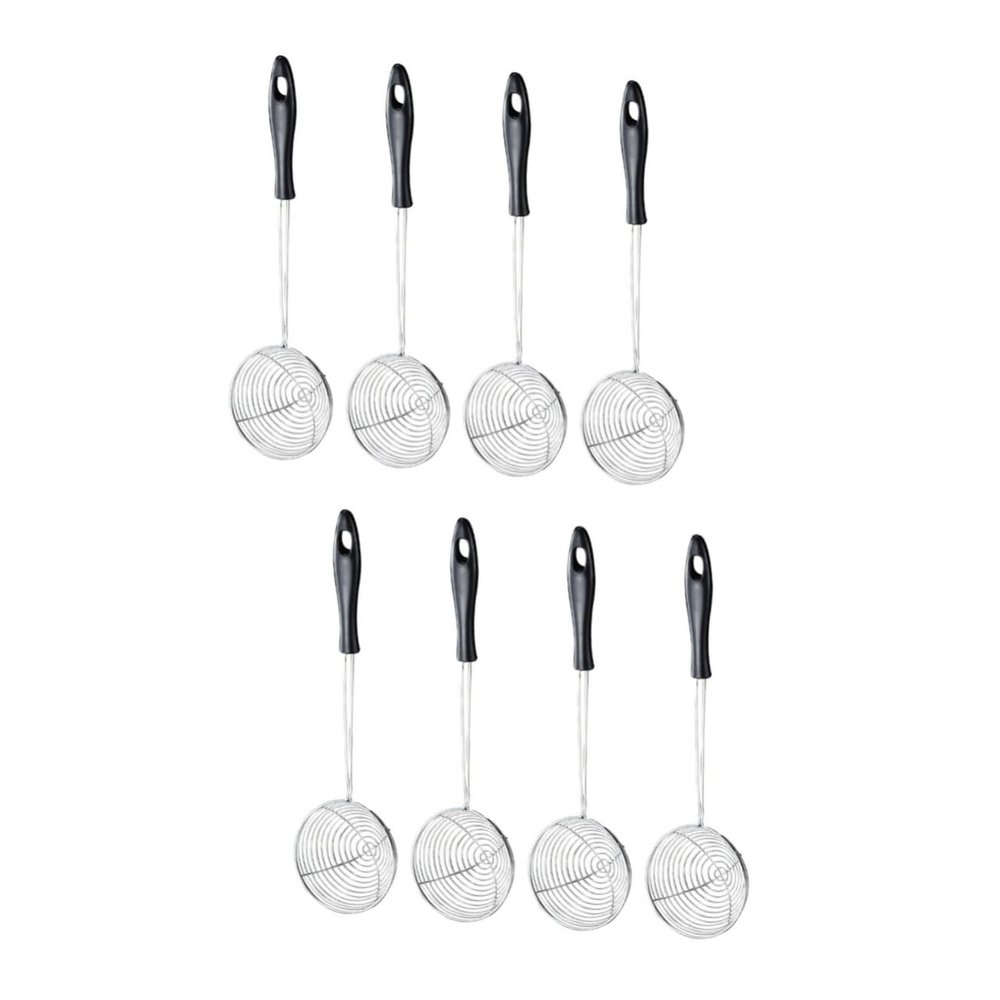 Cabilock 8pcs Stainless Steel Hot Pot Colander Sieve Gadget for Draining Noodles Vegetables and Hot Oil Easy to Clean Black Finish