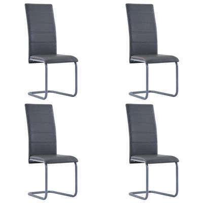 ROMHZKS Cantilever Dining Chairs 4 pcs Gray Faux Leather, Kitchen Chairs, Dinner Chairs, Seating for Dining, Comfortable and Stylish Seating for Home and Office
