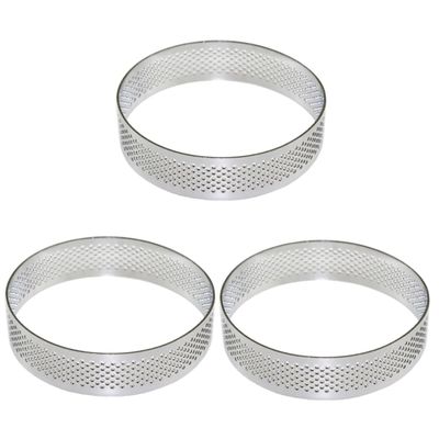 Ciieeo 3pcs Stainless Steel Perforated Tart Shell Pan Easy Release Baking Mold for Pies Mousse and Cakes