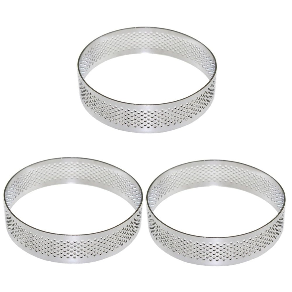Ciieeo 3pcs Stainless Steel Perforated Tart Shell Pan Easy Release Baking Mold for Pies Mousse and Cakes