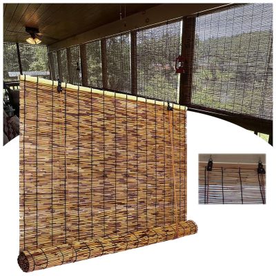 Bamboo Roll Up Outdoor/Indoor Blind Bamboo Shades, Cordless Roman Roller Blinds Light Filtering Bamboo Window Shades Privacy Protection, Patio Blackout Reed Curtains For Porch Doors ( Size : 39''W x 9