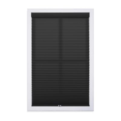 DEZ FURNISHINGS Cordless 1" Light Filtering Pleated Shade, Fabric, 71.5" W x 64" H, Black