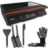 22 Inch Blackstone Electric Griddle Nonstick with Lid, 8001 E-Series Tabletop Large Griddle with Blackstone Griddle Accessories For Indoor and Outdoor Use and Wholesalehome Reusable Gloves and Cloth view 1