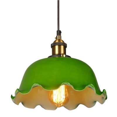 HEBXMF Retro Style Pendant Light,E27 Screw Single-head Chandelier,Creative Personality Green Glass Hanging Lamp Lampshade,Restaurant Hotel Coffee House Decorative Lighting Fixtures