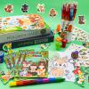 Cinrobiye 72 Pcs Woodland Animals Party Favors, Forest Creatures Coloring Books Crayons Tattoos Stickers Stampers Goodie Bag Fillers, DIY Craft Prizes for Birthday Classroom Party Supplies view 4