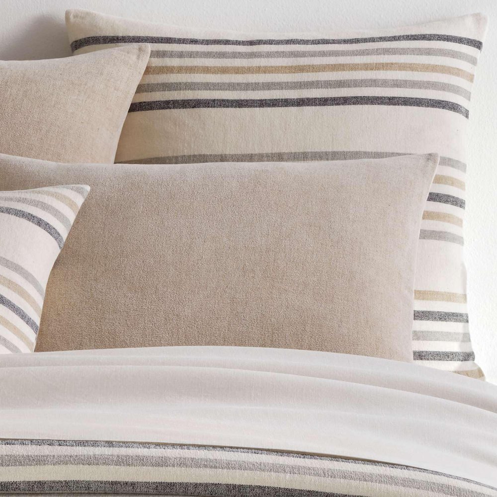 Pine Cone Hill Ellison Stripe Linen Chenille Ivory Sham, Standard Size, Ivory Stripe Pattern