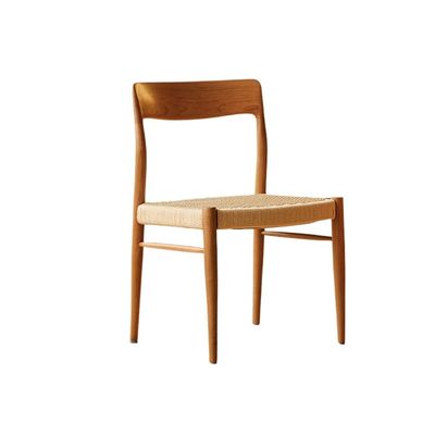 SYRIS Office Computer Desk Chair Game Rope Woven Seat Dining Chair Solid Wood Living Room Chair Retro Country Farmhouse Style Back Chair 19 Inches Backrest Office Chair, 50*49*77.5cm