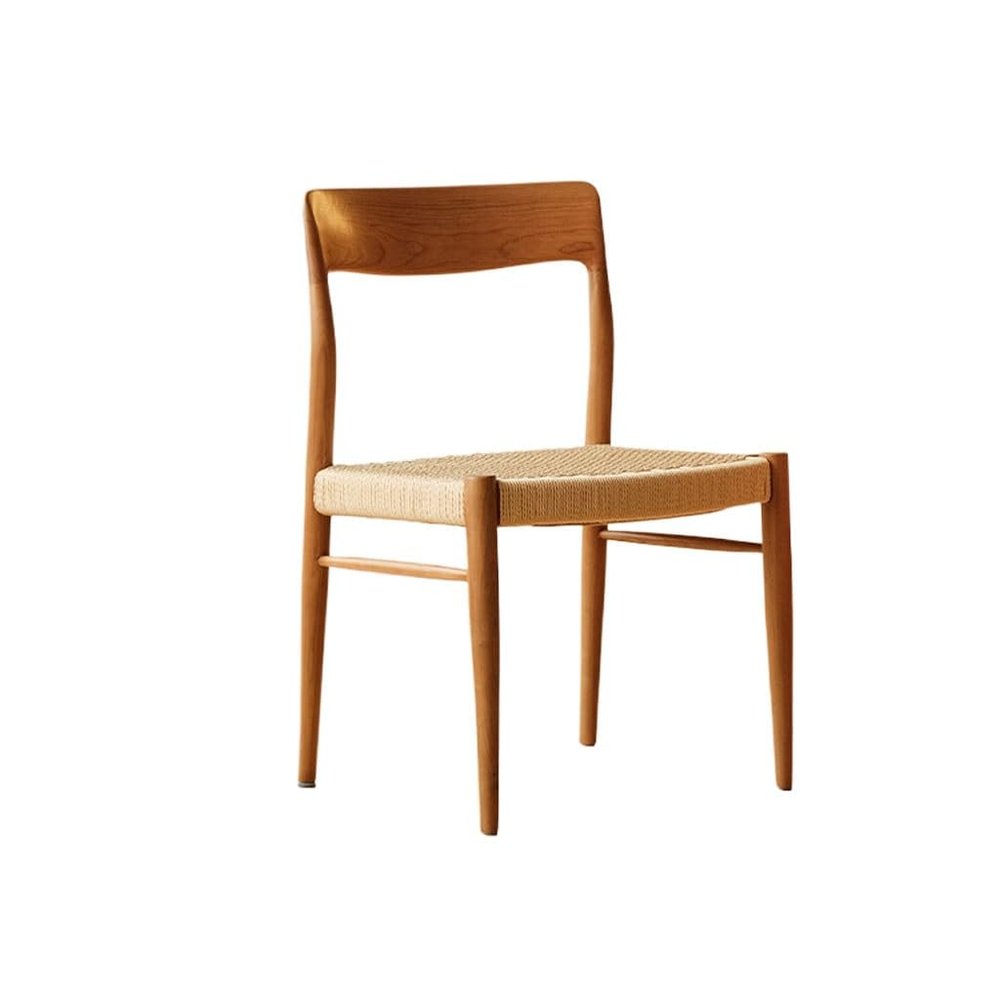 SYRIS Office Computer Desk Chair Game Rope Woven Seat Dining Chair Solid Wood Living Room Chair Retro Country Farmhouse Style Back Chair 19 Inches Backrest Office Chair, 50*49*77.5cm
