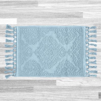 Jean Pierre - Ricardo Bath Mat, Woven Fringe Bathroom Rugs, 100% Cotton, Premium Bathroom Decor - Measures 27" x 52" - Light Blue