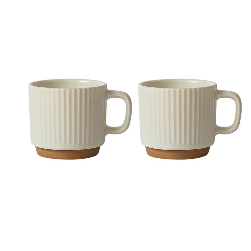 2024 Model Two Morandi Mug Ceramic Mug Retro Embossed Vertical Pattern Water Cup Teacup