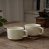 2024 Model Two Morandi Mug Ceramic Mug Retro Embossed Vertical Pattern Water Cup Teacup view 2