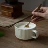 2024 Model Two Morandi Mug Ceramic Mug Retro Embossed Vertical Pattern Water Cup Teacup view 3