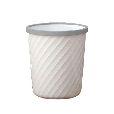 ENGENDER Garbage Can for Office Household Large-Capacity Large-Pressure Ring Lidless Trash Can Dormitory Kitchen Living Room Modern Simple Waste Paper Basket Trash Can (Color : White, Size : Large)
