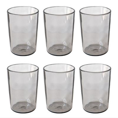 Abode Homewares Rustic Double Old Fashioned Acrylic Drinkware, Set of 6, Light Gray, 14.6 oz.