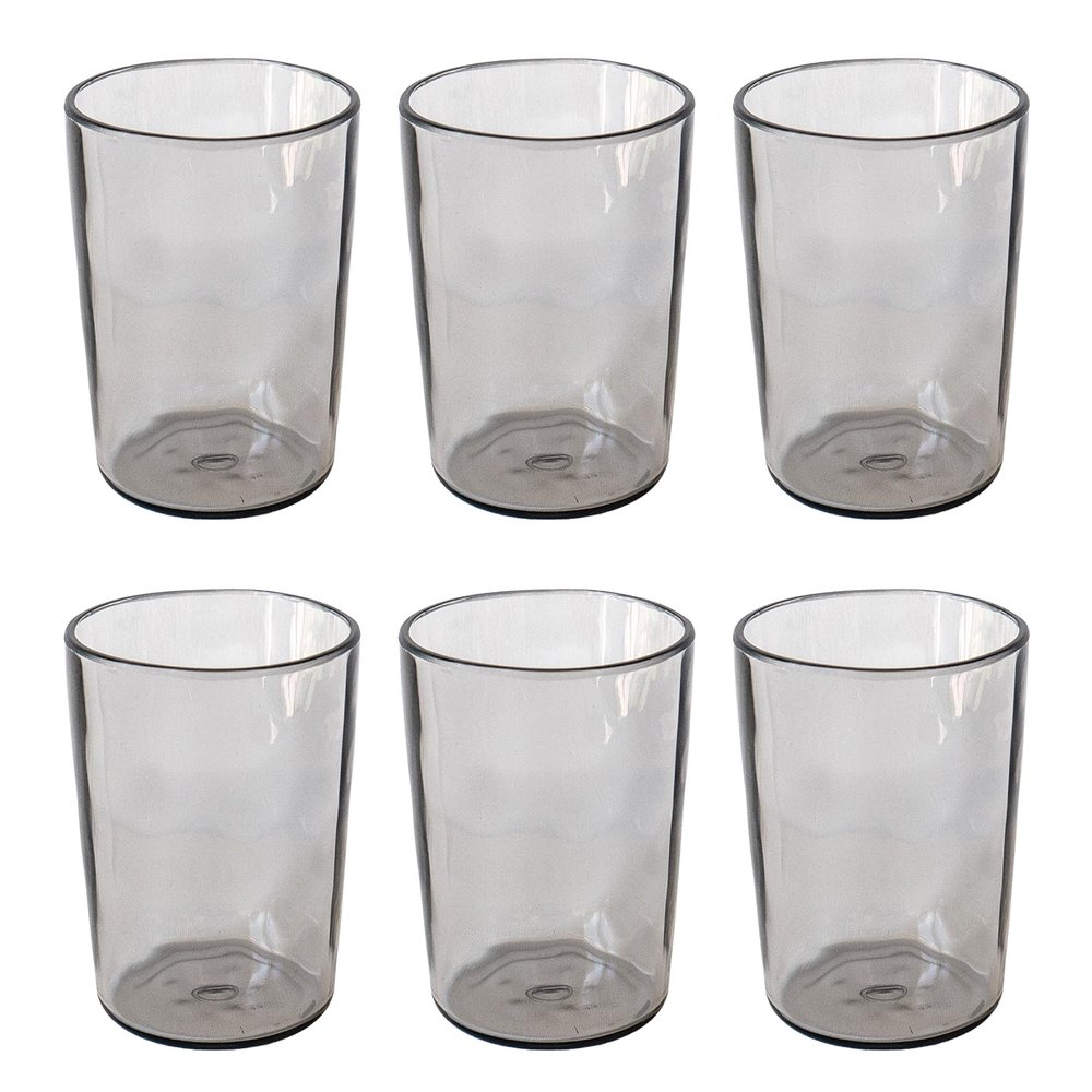 Abode Homewares Rustic Double Old Fashioned Acrylic Drinkware, Set of 6, Light Gray, 14.6 oz.