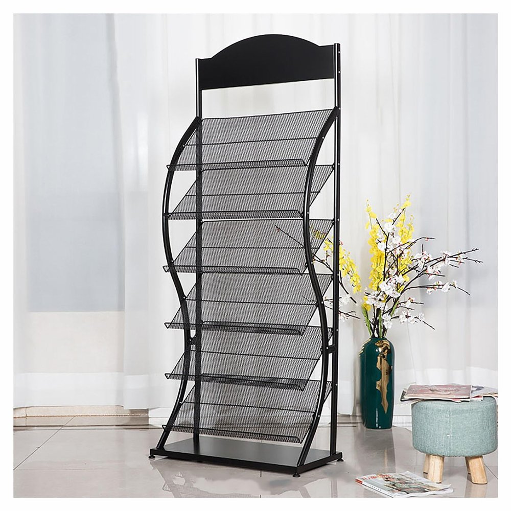 Floor-Standing Magazine Rack Information Rack,Newspaper Rack Display Rack Manual Book Rack Single Page Simple Iron,Magazine Rack Brochure Display Stand for Offices and Public Reception Area (Si