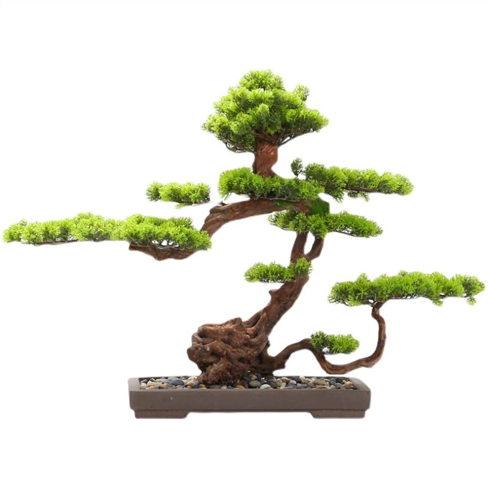 Simulation Potted Plants Bonsai Tree Artificial Bonsai Tree Indoors Outdoor Artificial Bonsai Pine Tree Faux Potted Plants House Plants for Bathroom Home Kitchen Office Feng Shui Decor Fake Plant Gree