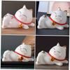 Cabilock 1pc Ceramic Cat Figurine Decorative Home Adornment for Desktop Photography Prop White Stylish Maneki Housewarming for Friends Family view 4