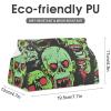Green Skull Pattern Tissue Box Cover, PU Leather Rectangular Tissue Box Case Organizer Holder Vanity Dresser Night Stand Table Countertop Home Office Car 7.7X4.7X4.3'' view 3