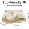 Farmhouse Tissue Box Cover, PU Leather Rectangular Tissue Box Case Organizer Holder Vanity Dresser Night Stand Table Countertop Home Office Car 7.7X4.7X4.3'' view 3