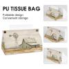 Farmhouse Tissue Box Cover, PU Leather Rectangular Tissue Box Case Organizer Holder Vanity Dresser Night Stand Table Countertop Home Office Car 7.7X4.7X4.3'' view 4