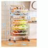 Kitchen Storage Cart On Wheels Fruit Basket Stand Cart Kitchen Storage Trolley with Baskets and Handle for Bathroom, Living Room, Kitchen (Size : 5TIER-42X32X105CM) view 2