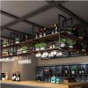 Yopappol Ceiling-Mount Shelf, Hanging Wine Bottle Holder Plant Stand Decorative Display Storage Rack, Metal Floating Shelves for Restaurant, Kitchen, Bar - Easy to Install (Size : 60x30x80cm) view 1