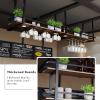 Yopappol Ceiling-Mount Shelf, Hanging Wine Bottle Holder Plant Stand Decorative Display Storage Rack, Metal Floating Shelves for Restaurant, Kitchen, Bar - Easy to Install (Size : 60x30x80cm) view 3