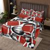 American Football Teens Bedspread Queen Size,Basketball Soccer Ball Sports Games Coverlet Set,Boys Men Room Decor,Hand-Painted Sketch Modern Quilted Coverlet,Fashion Bedding Quilt,2 Pillowcases view 1