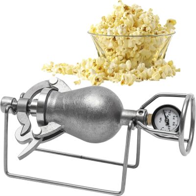 ATLION Traditional Style Hand Popcorn Machine Popcorn, Stainless steel Popcorn Popper Maker with Mini-model Handle and Stand, Capacity: 80-140 Ordinary Corn Kernels(100ML), Size
