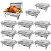 EVGTTI 12 Pack Stainless Steel Chafing Dishes 8 Quart Full Size Chafing Dish Buffet Set Silver Rectangular Catering Chafer Warmer for Buffet Banquet Party Catering Supplies view 1