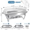 EVGTTI 12 Pack Stainless Steel Chafing Dishes 8 Quart Full Size Chafing Dish Buffet Set Silver Rectangular Catering Chafer Warmer for Buffet Banquet Party Catering Supplies view 2