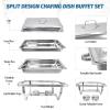 EVGTTI 12 Pack Stainless Steel Chafing Dishes 8 Quart Full Size Chafing Dish Buffet Set Silver Rectangular Catering Chafer Warmer for Buffet Banquet Party Catering Supplies view 3